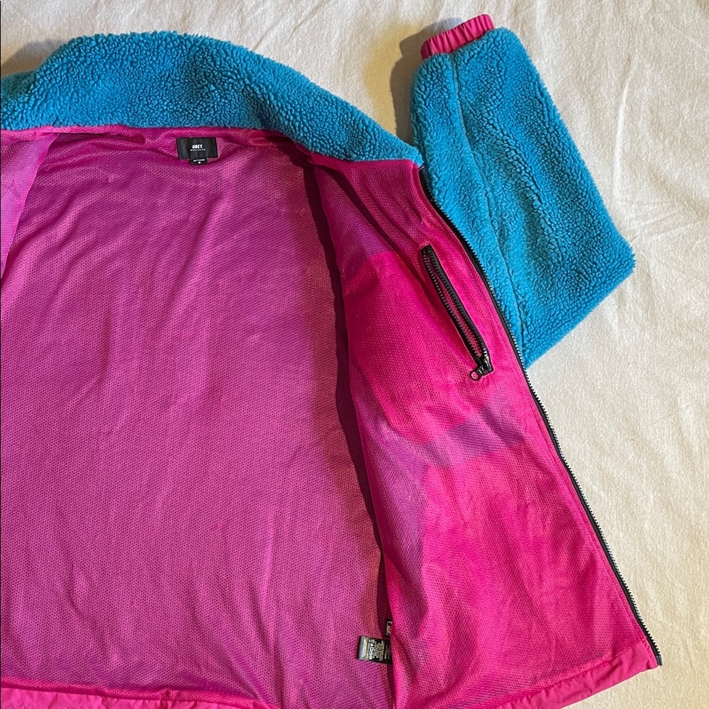 Obey Blue and Pink Fleece Jacket - Picture 6 of 7